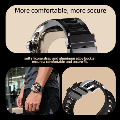YOGRE for Apple Watch Ultra 3/2/1 49mm Case, Rugged Case with Band for Apple Watch 49mm One-Click Open Design and Military Grade Shockproof Bumper Cover for Men and Women (Black and Steel) - Image 5