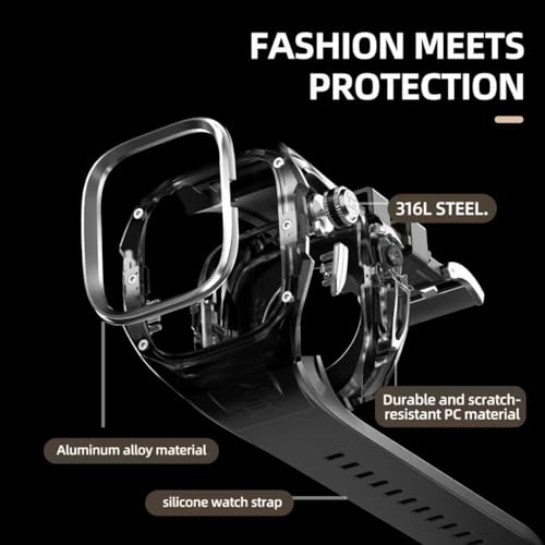 YOGRE for Apple Watch Ultra 3/2/1 49mm Case, Rugged Case with Band for Apple Watch 49mm One-Click Open Design and Military Grade Shockproof Bumper Cover for Men and Women (Black and Steel) - Image 4