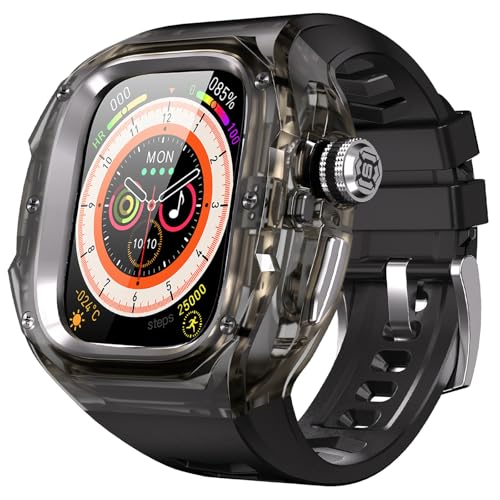 YOGRE for Apple Watch Ultra 3/2/1 49mm Case, Rugged Case with Band for Apple Watch 49mm One-Click Open Design and Military Grade Shockproof Bumper Cover for Men and Women (Black and Steel) - Image 1