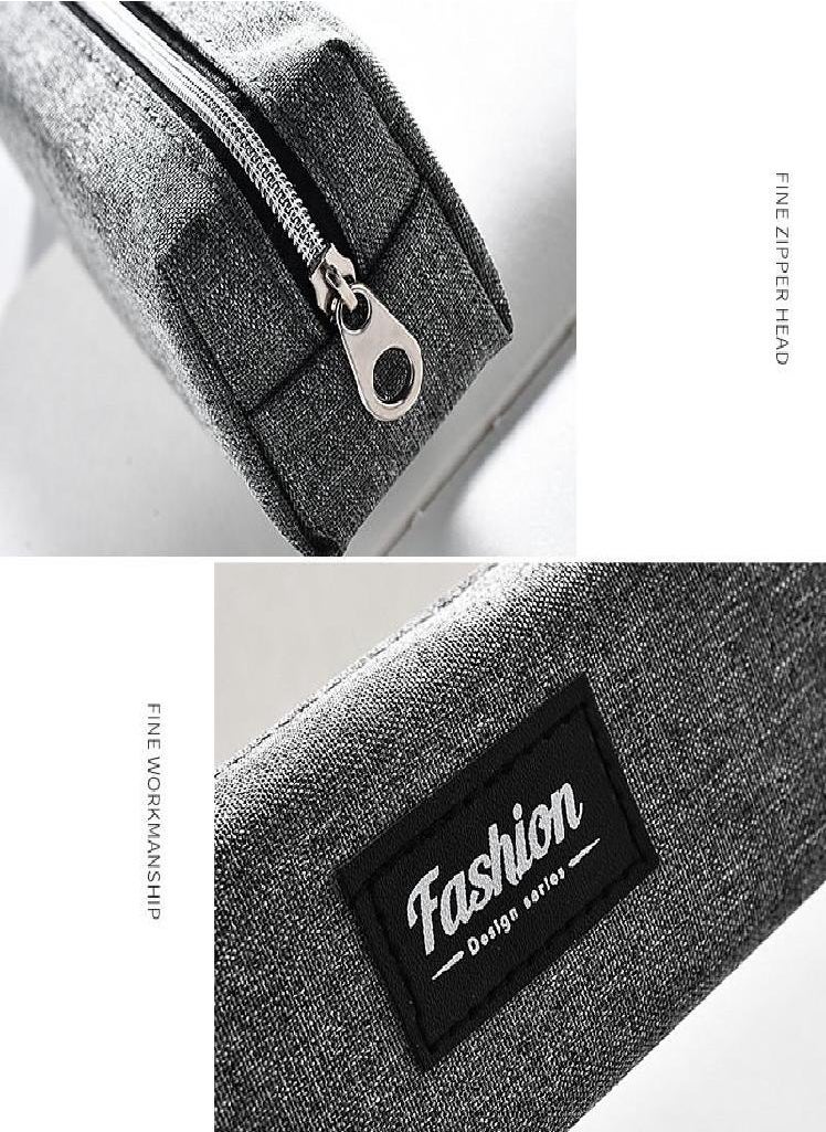 Eckek - Simple Square Cute Pencil Box School Supplies Stationery Storage Bag Student Pencil Bag Boy Solid Color Canvas Pen Box Gift - Image 1