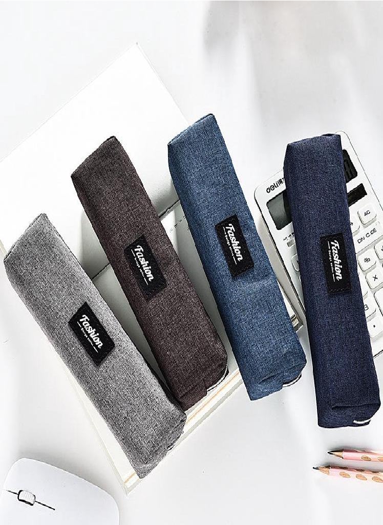 Eckek - Simple Square Cute Pencil Box School Supplies Stationery Storage Bag Student Pencil Bag Boy Solid Color Canvas Pen Box Gift - Image 1