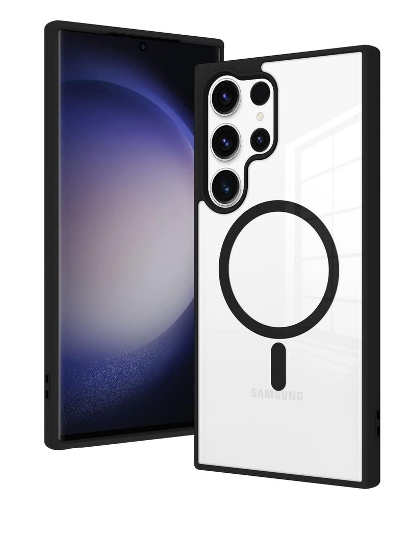 تين تك جراب حماية شفاف مغناطيسي متوافق مع ماج سيف لموبايل سامسونج اس 22 الترا / Samsung S22 Ultra مضاد للصدمات والخدوش (اسود) جراب خلفي سيليكون من تين تك - Image 1