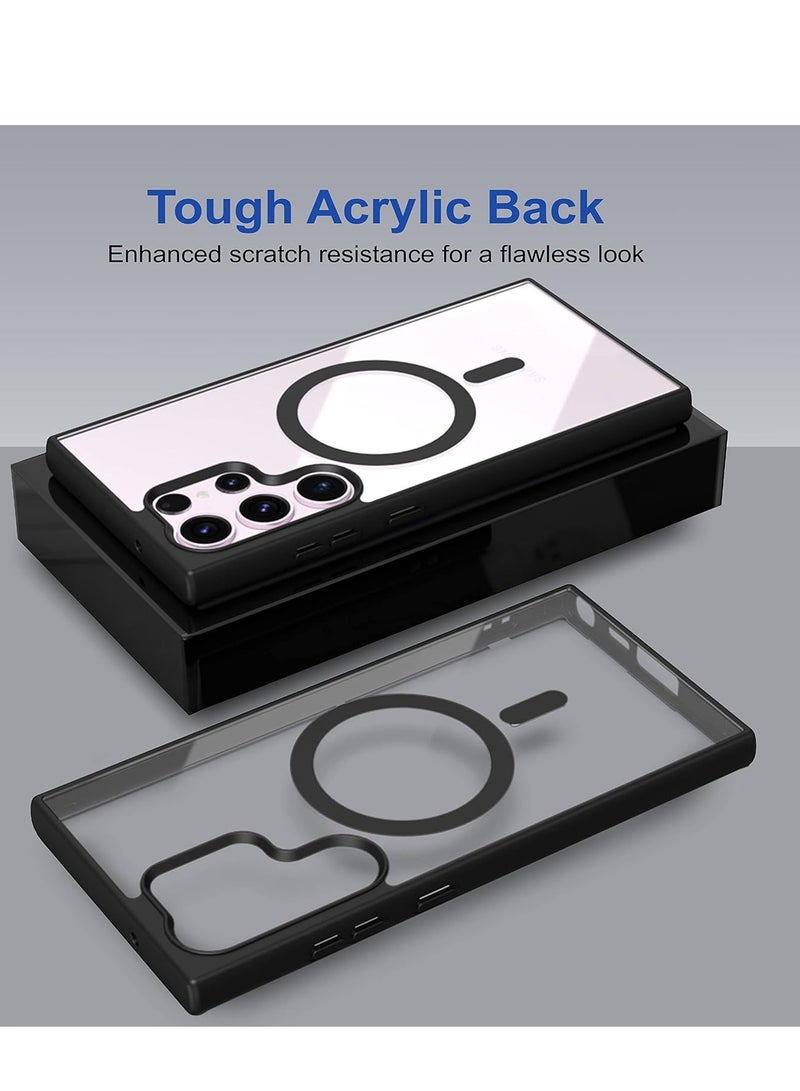 تين تك جراب حماية شفاف مغناطيسي متوافق مع ماج سيف لموبايل سامسونج اس 22 الترا / Samsung S22 Ultra مضاد للصدمات والخدوش (اسود) جراب خلفي سيليكون من تين تك - Image 4