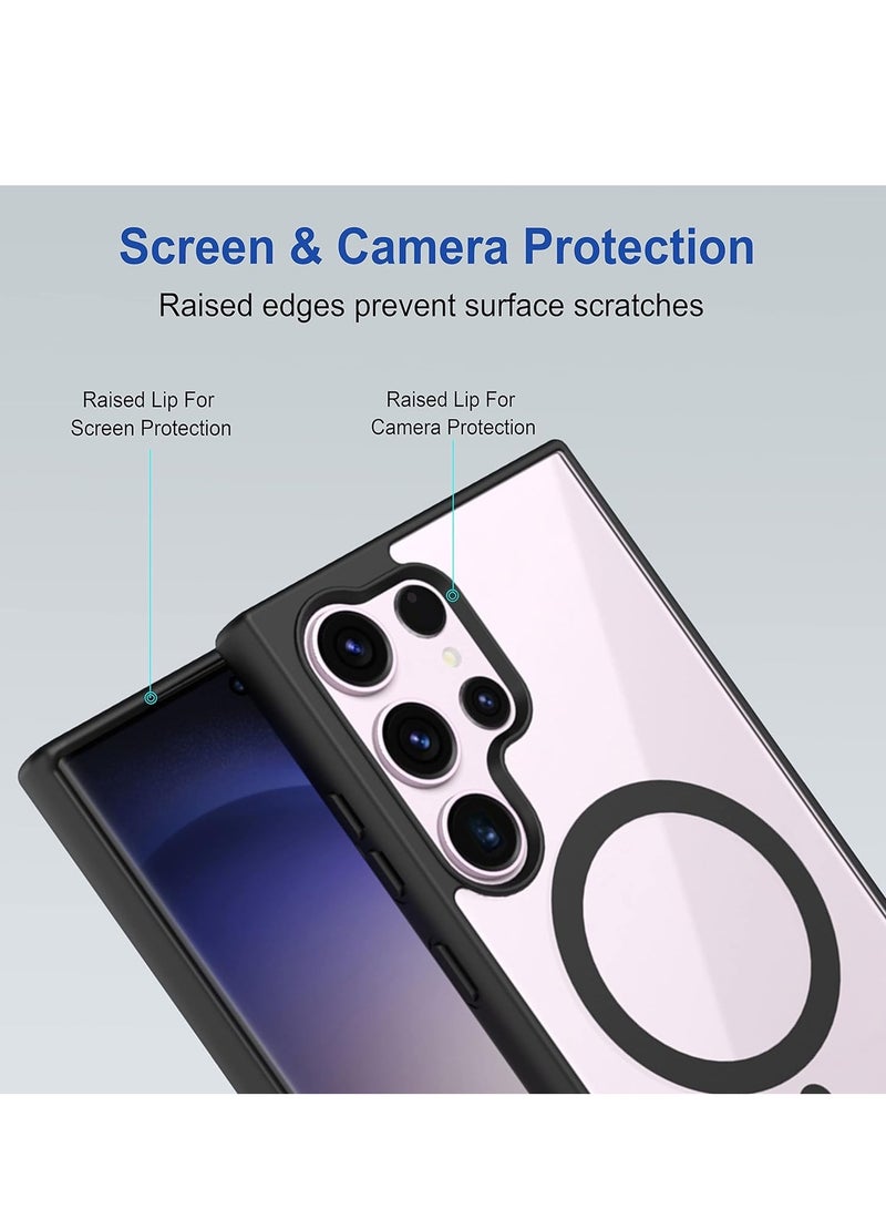 تين تك جراب حماية شفاف مغناطيسي متوافق مع ماج سيف لموبايل سامسونج اس 22 الترا / Samsung S22 Ultra مضاد للصدمات والخدوش (اسود) جراب خلفي سيليكون من تين تك - Image 5