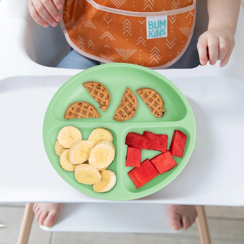 Vicloon أطباق فيكلون للأطفال 2 قطعة صحن سيليكون مع أقسام مقسمة أطباق شفط للأطفال خالية من BPA آمنة في الميكروويف وغسالة الصحون تشمل الأغطية - Image 2