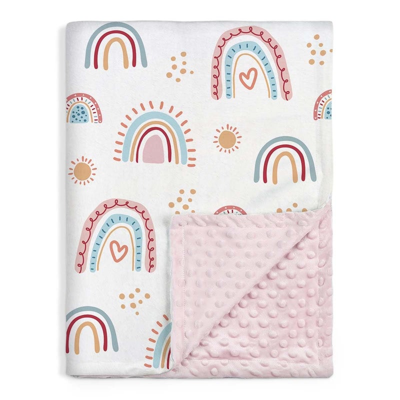 Sandjest Rainbow Kid Blanket For Girls - 30 X 40 Kids Minky Blanket - Gifts For Kids On Birthday Christmas Nursery Bedroom Decor - Image 1