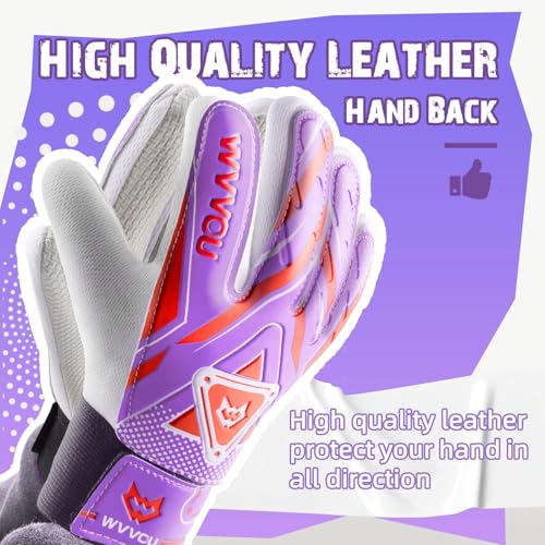 WVVOU Goalkeeper Gloves for Kids Youth, Soccer Goalie Gloves with Double Protection, Anti-Slip Soccer Gloves, Super Grip - Image 3