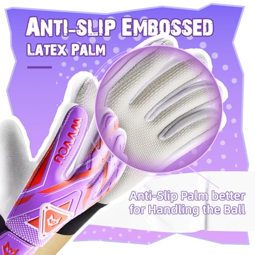 WVVOU Goalkeeper Gloves for Kids Youth, Soccer Goalie Gloves with Double Protection, Anti-Slip Soccer Gloves, Super Grip - Image 5