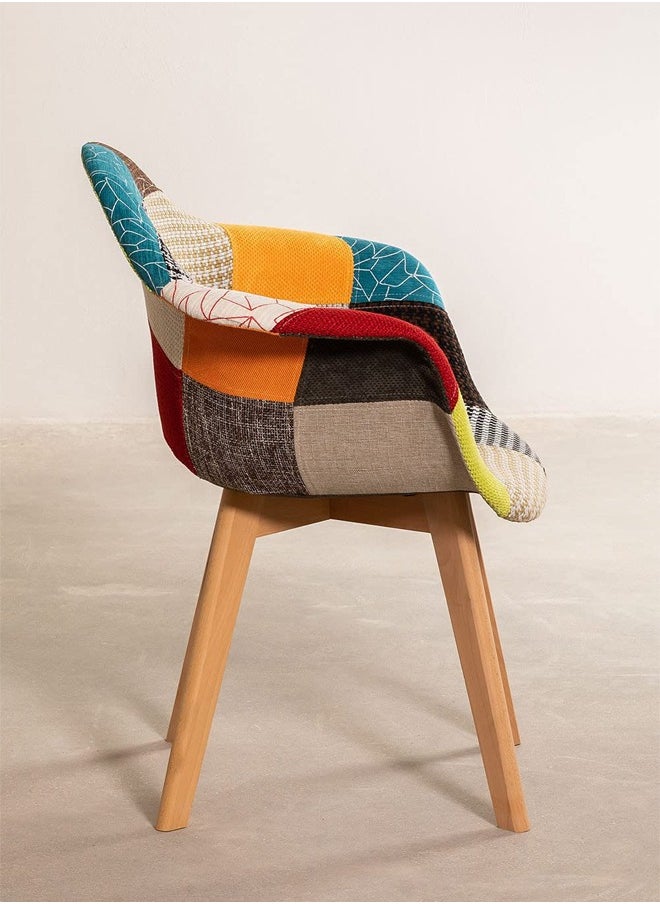 Taimi - Multi-Purpose Chair Made Of Beech Wood And Lined With Comfortable Multicolored Fabric - Image 1