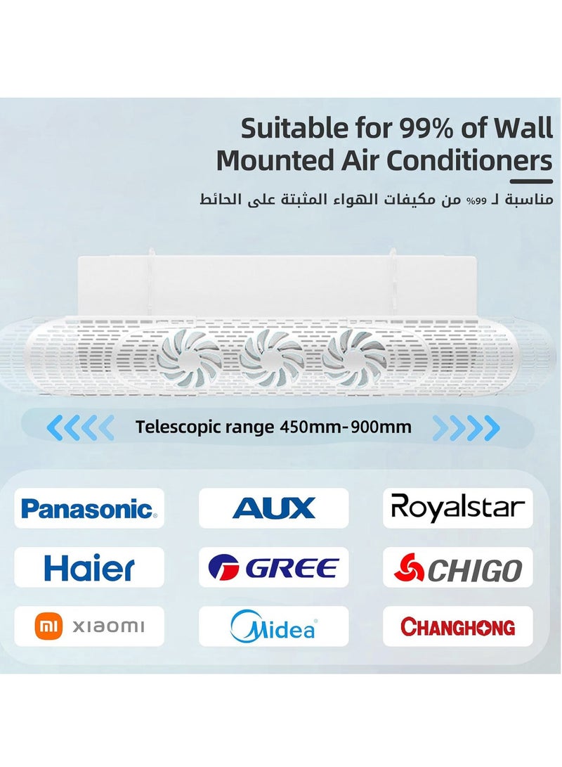 SODANEED موزع مكيف الهواء طراز كلاسيكي، تركيب سهل بدون ثقب للجدار، موزع هواء مكيف قابل للتعديل مع شفرات مروحة لتوزيع الهواء - Image 3