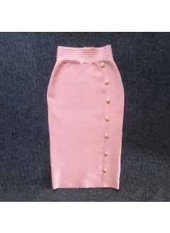 2022 Autumn New High-Waisted Slimming Single-Row Button Design Mid-Length Dress Tummy Control Shapewear Underneath Purple powder