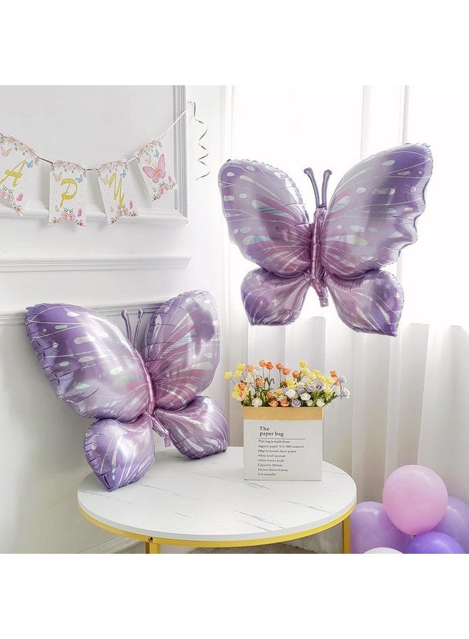 GIHOO Purple Butterfly Balloons 4 Pieces 40inch Pink Purple Butterfly Foil Mylar Balloons for Butterfly Themed Party Wedding Birthday Baby Shower Party Decoration (Purple-4pcs) - Image 4
