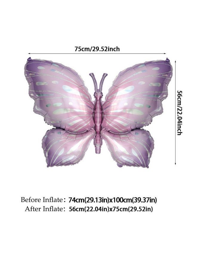 GIHOO Purple Butterfly Balloons 4 Pieces 40inch Pink Purple Butterfly Foil Mylar Balloons for Butterfly Themed Party Wedding Birthday Baby Shower Party Decoration (Purple-4pcs) - Image 2