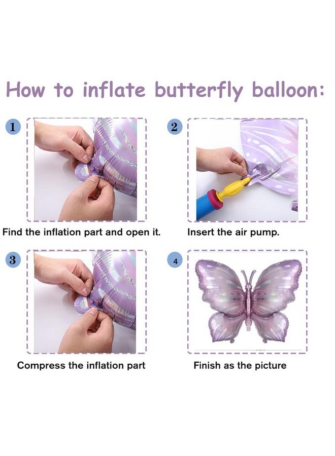 GIHOO Purple Butterfly Balloons 4 Pieces 40inch Pink Purple Butterfly Foil Mylar Balloons for Butterfly Themed Party Wedding Birthday Baby Shower Party Decoration (Purple-4pcs) - Image 3