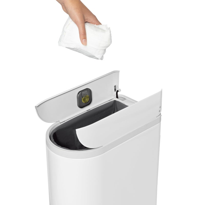 simplehuman Diaper Can with Odorsorb System (Odorsorb Pods and Odorsorb Liners), 18 Liter/ 4.8 Gallon, White Stainless Steel - Image 2