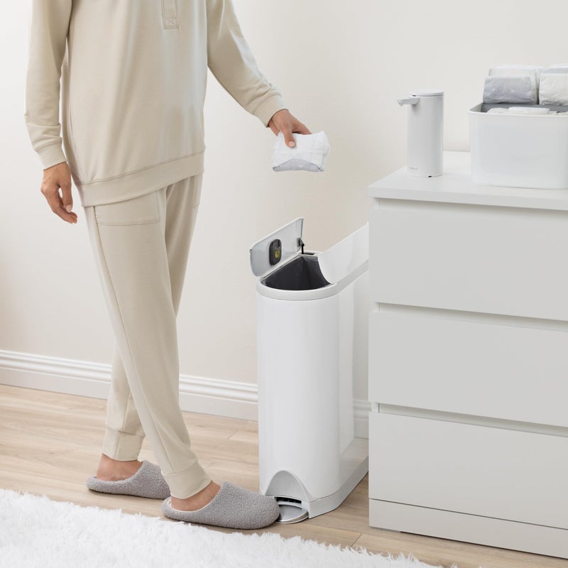 simplehuman Diaper Can with Odorsorb System (Odorsorb Pods and Odorsorb Liners), 18 Liter/ 4.8 Gallon, White Stainless Steel - Image 4