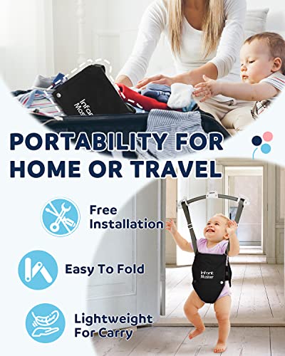 Infant Master Baby Doorway Jumpers, Sturdy Johnny Jumper Adjustable 10.8"-23.6" Strap, Soft Baby Johnny Bouncer w/Seat Bag, Protable Doorway Jumper and Boucer for Baby, Ideal Gift for Infant - Image 3
