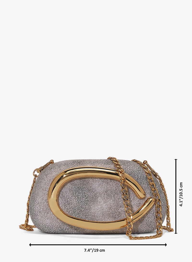 Ella Limited Edition Gold Accent Embellished Metallic Clutch - Image 5