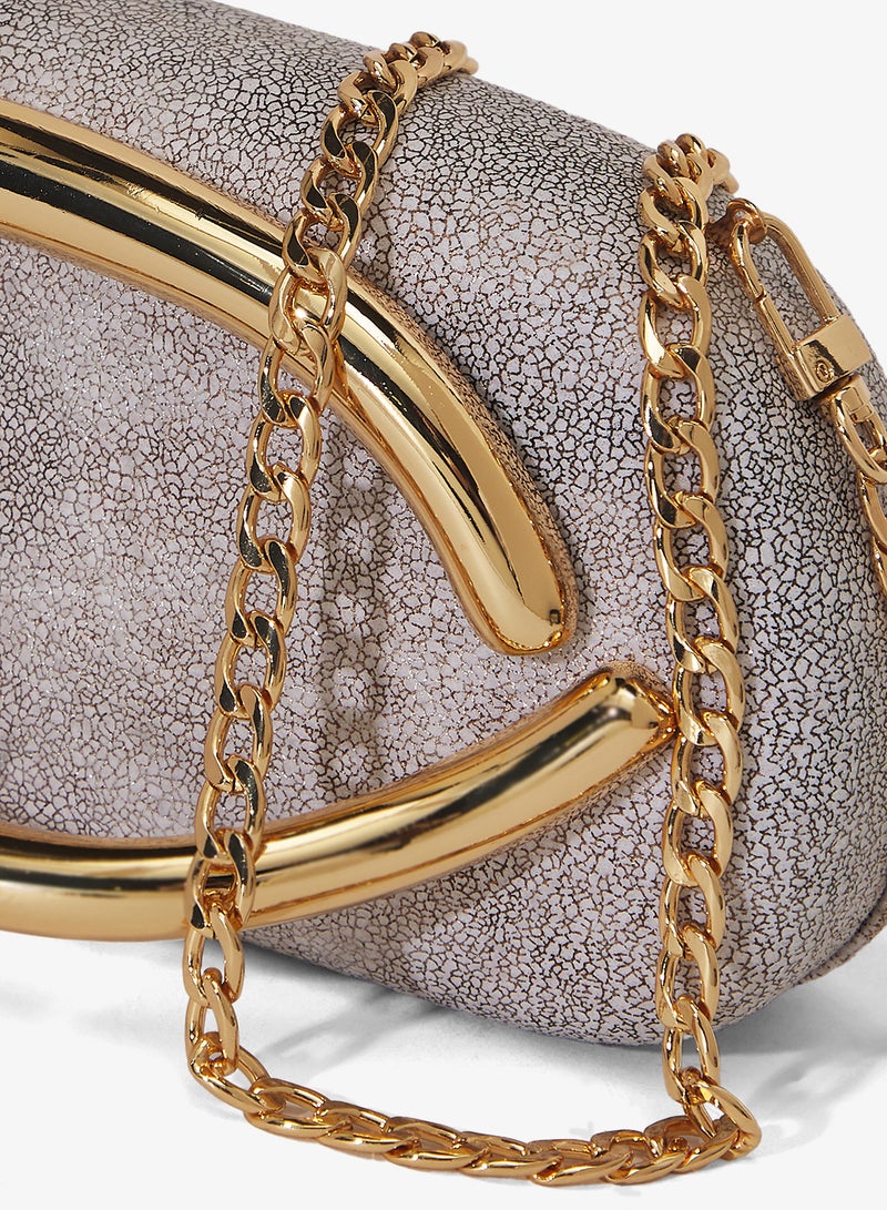 Ella Limited Edition Gold Accent Embellished Metallic Clutch - Image 3