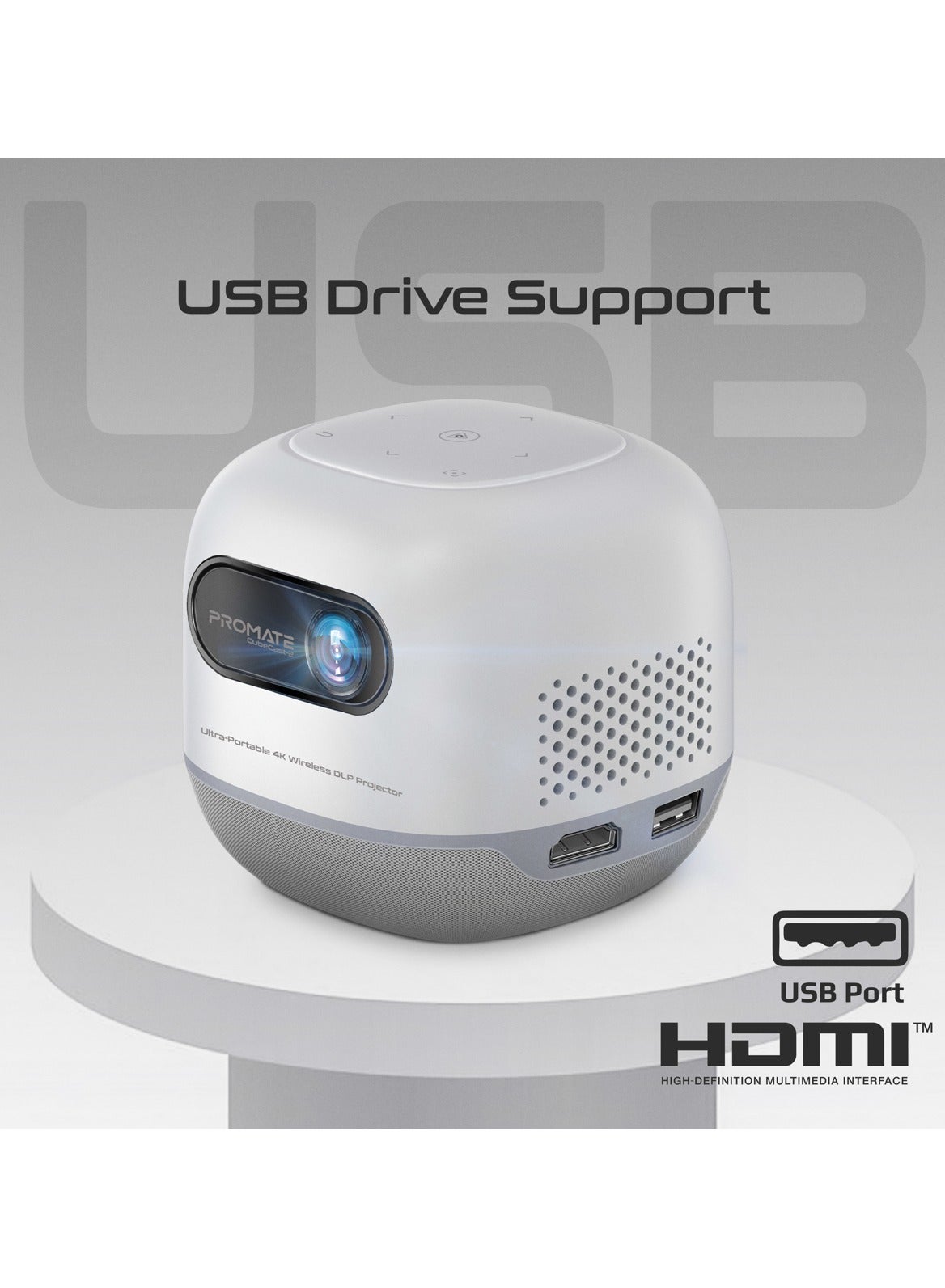 Promate Cubecast-2 Mini Projector - White