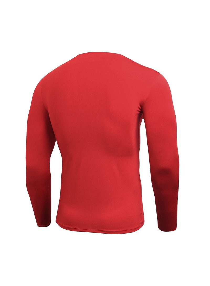 نيبمينينت Men Quick Dry Breathable Long Sleeve Shirt Red - Image 2