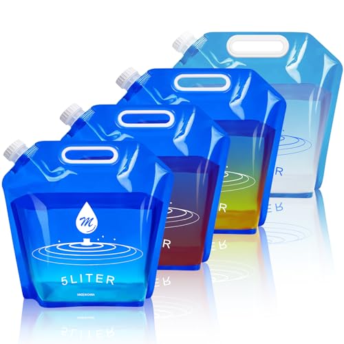 SOCATER Water Container Bags 4 Packs BPA Free NoLeak Foldable Plastic 13 Gallon Water Container Bag for Camping Hiking Backpack Emergency Storage Jug - Image 1