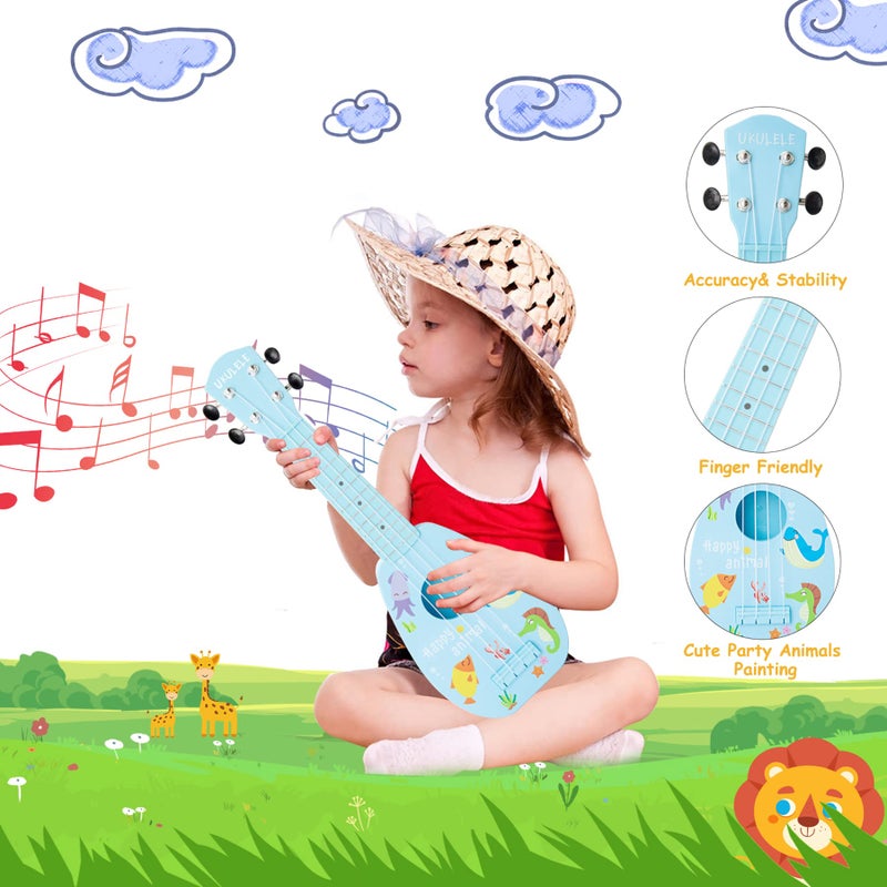 YOLOPARK 17 Kids Toy Guitar for Girls Boys Mini Toddler Ukulele Guitar with 4 Strings Keep Tones Can Play for 3 4 5 6 7 Year Old Kids Musical Instruments Educational Toys for Beginner Blue - Image 3