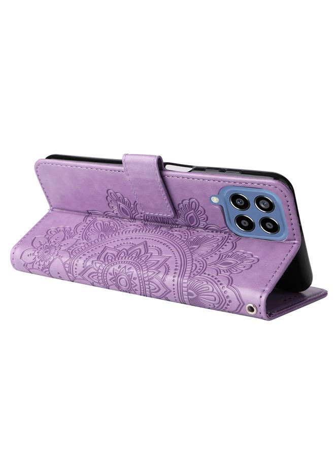 S-TOP Case For Samsung Galaxy M33 5G Global 7-petal Flowers Embossing Pattern Leather Phone Case - Image 5