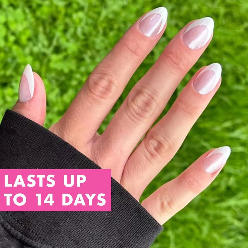 Olive & June Instant Mani Press-On Nails (Glue) | 42 Fake Nails, 21 Sizes | Non-Toxic, Long-Lasting Recycled Materials Realistic Look | Spring Flowers & Patterns | Medium, Oval | Chrome French - Image 3