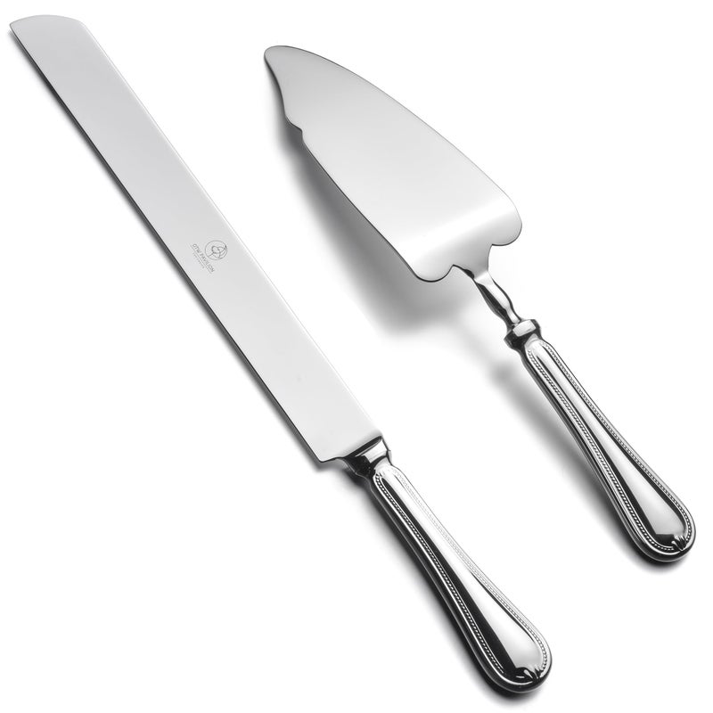 OTW PAVILION 2 Piece Wedding Cake Server Set1810 Stainless Steel Dessert Set Pie Server Cake Cutter Knife for BirthdayAnniversaryHolidayBaby ShowerParty