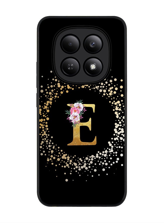 For Xiaomi Redmi Note 15 4G Case,Slim fit Camera Protection, Shockproof Thin Phone cover  - Custom Monogram Floral - E ( Black )