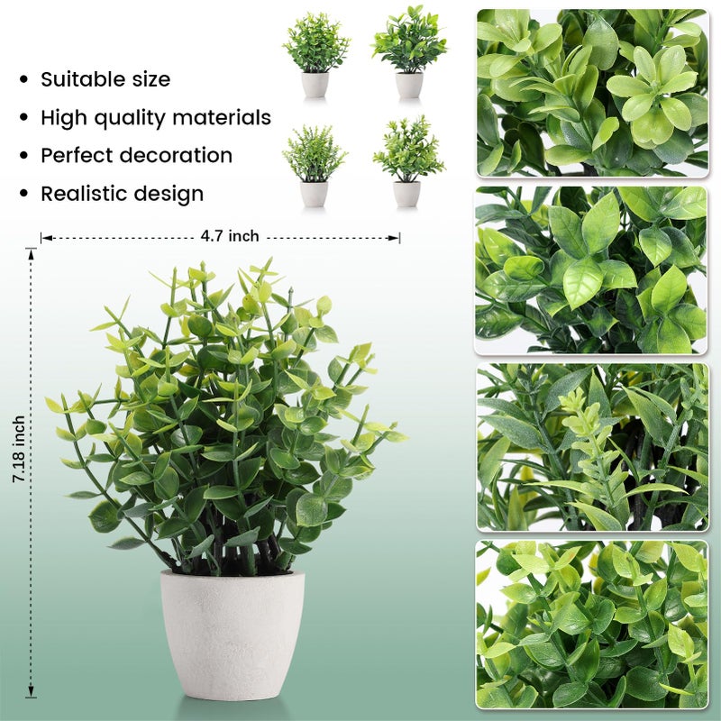 FAVOWREATH 2 Pack Fake Plants Ceramic Mini Artificial Greenery Potted Plants for Home Decor Office Decor Room Decor Farmhouse Decor Indoor Table Bathroom Decor - Image 3