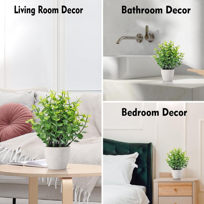 FAVOWREATH 2 Pack Fake Plants Ceramic Mini Artificial Greenery Potted Plants for Home Decor Office Decor Room Decor Farmhouse Decor Indoor Table Bathroom Decor - Image 4