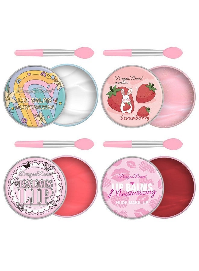 FirstFly 4 Pack Moisturizing Lip Masks, Strawberry Vitamin E Lip Balm Lip Care Gifts for Women Girls, Conditioning Lip Mask and Lip Butter Melting Balm for Dry Lips (Strawberry & Coconut & Peach & Cherry) - Image 1