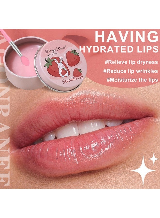 FirstFly 4 Pack Moisturizing Lip Masks, Strawberry Vitamin E Lip Balm Lip Care Gifts for Women Girls, Conditioning Lip Mask and Lip Butter Melting Balm for Dry Lips (Strawberry & Coconut & Peach & Cherry) - Image 4