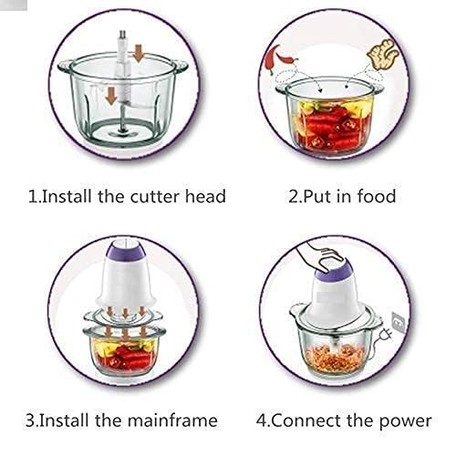 Mugath Food Processor Mini Electric Chopper 250W 2 Speeds Electric Meat Grinder Stainless Steel Meat Blender for Baby Food Meat Onion Vegetables - Image 5