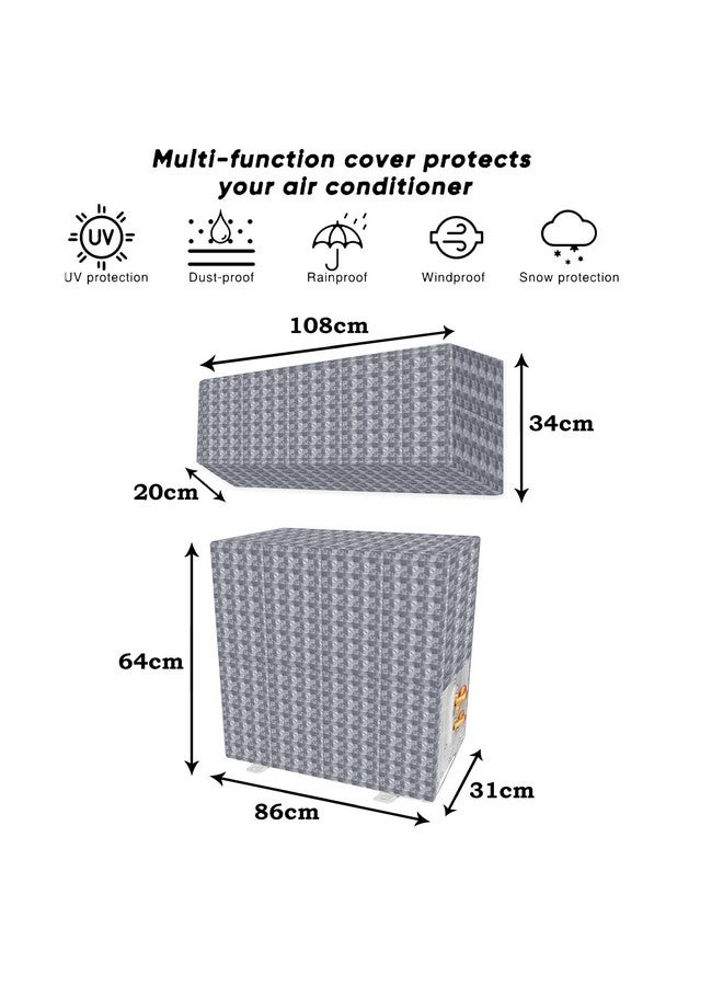 Kuber Industries Split AC Cover | PVC Check AC Cover | Outdoor Condenser AC Cover | AC Cover for Indoor & Outdoor | AC Cover for Dust Protection | 1.5 Ton Ac Cover | Gray - Image 2