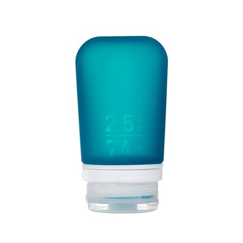 humangear GoToob+ (Medium) | Refillable Silicone Travel Bottle | Locking Lid | Food-Safe Material | Teal, Medium (2.5 fl.oz.; 74ml) - Image 1