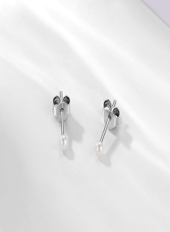EPIRORA Sterling Silver Stud Earrings for Women- 3 Pairs of 2mm Tiny Pearl Earrings Set Cartilage Small Tragus Earrings Nose Lip Rings, Silver - Image 5