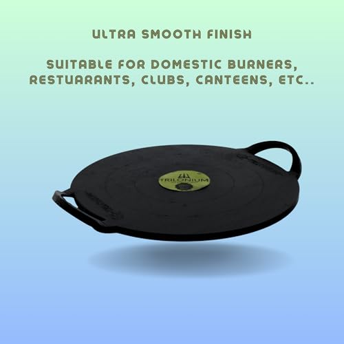 TRILONIUM Triple-Seasoned Iron Boulder Mini oothapam Dosa Tawa 24 cms, 2.1 Kgs - Image 4