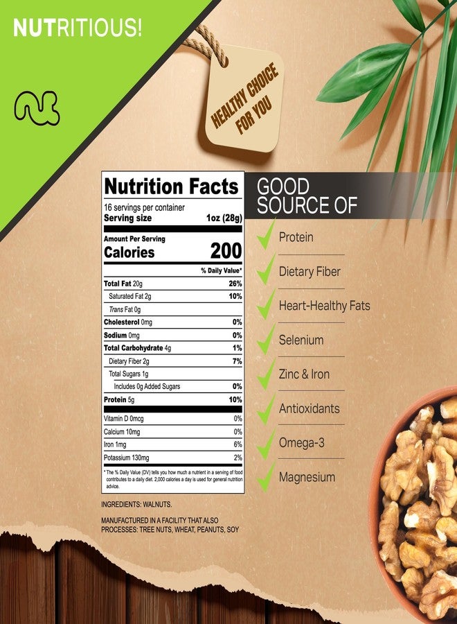 NUT CRAVINGS - Raw Walnuts Halves & Pieces, Unsalted, Shelled, (16oz - 1 LB) Packed Fresh in Resealable Bag - Kosher Healthy Snack, Food Assortments Ideal for Trail Mixed Nuts - Image 3