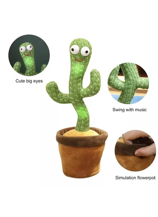 Dancing Singing Talking Cactus Plush Toy Batteries Required Premium Quality 32x12x12cm