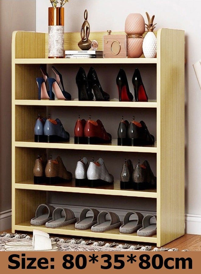 فاشون هوم Here’s the Arabic translation:  **رف أحذية بتصميم محدث من 5 طبقات، منظم أحذية مع مساحة كبيرة، رف خشب سميك بسمك 15 مم، الأبعاد 80x80x35 سم**   Let me know if you need any adjustments! - Image 5
