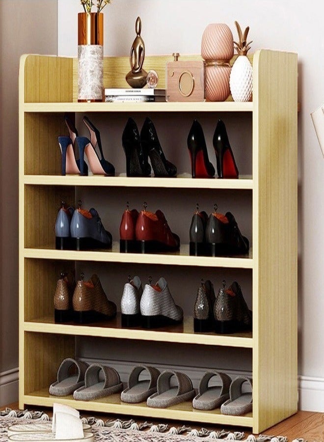 fashionhome 5 Tier Household Upgraded Design Shoe Rack Large Space Shoe Organizer Storage 15mm Thick Wood Rack 80x80x35cm - Image 1