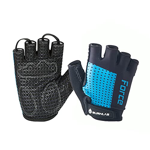 BURNLAB Flex Gym Gloves for Men and Women - Ideal for Weightlifting, Cycling, Crossfit, Offers Good Grip and Soft Padding (Force Blue & Black, Large) - Image 1
