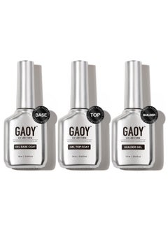 GAOY Gel Top Coat Builder Gel And Base Coat Set 3 Pcs 16Ml Clear Glossy No Wipe Combination For Uv Light Cure Gel Nail Polish  - Image 1