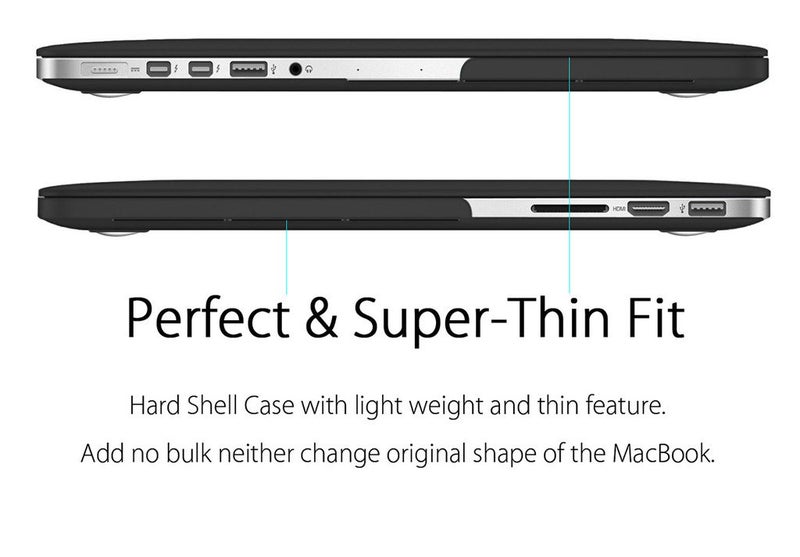 UESWILL Matte Hard Shell Case Cover Compatible with MacBook Pro (Retina, 13 inch, Early 2015/2014/2013/Late 2012), Model A1502/A1425, No CD-ROM, No USB-C, Black - Image 5