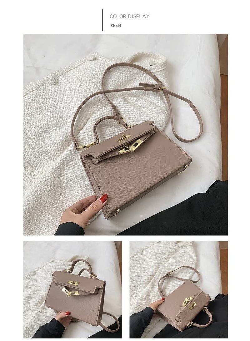 Women's Satchel Handbag Shoulder Handbag Multifunctional Simple Leather Bag bags, Can Be Used For Playing, Shopping, Dating((Khaki)) - Image 4