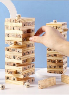 Generic 54-Piece Classic Wooden Stacking Jenga Tower Game Set - Premium Pine Building Blocks for Family Fun and Entertainment; Perfect for Developing Balance Skills and Enjoying Quality Time Together  - Image 1