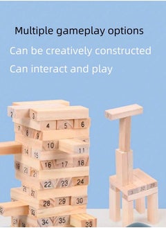 Generic 54-Piece Classic Wooden Stacking Jenga Tower Game Set - Premium Pine Building Blocks for Family Fun and Entertainment; Perfect for Developing Balance Skills and Enjoying Quality Time Together  - Image 2